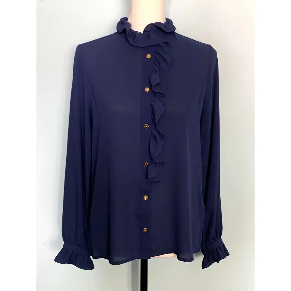 J. Crew Drapey cottage top in Blue Size 4